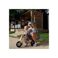Tricicleta copii fara pedale Free2Move din lemn 2 in 1 Brown White, transformabila in bicicleta de echilibru, varsta 1,6-3 ani, scaun reglabil pe inaltime, limitator de directie si roti silentioase - 2
