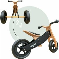 Tricicleta copii fara pedale Free2Move din lemn 2 in 1 Brown White, transformabila in bicicleta de echilibru, varsta 1,6-3 ani, scaun reglabil pe inaltime, limitator de directie si roti silentioase - 3
