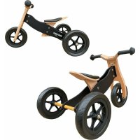 Tricicleta copii fara pedale Free2Move din lemn 2 in 1 Brown White, transformabila in bicicleta de echilibru, varsta 1,6-3 ani, scaun reglabil pe inaltime, limitator de directie si roti silentioase - 4