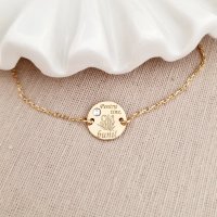 Bratara Pentru tine buni - Argint 925 placat cu Aur Galben 18K si Cristal Swarovski - cu lantisor - 1
