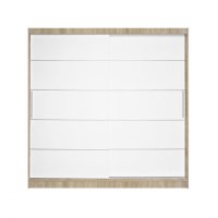 Dulap CORFU 03, usi glisante, corp sonoma + usi alb, 200x60x200 cm - 1