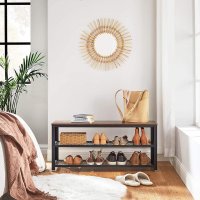 Bancheta de Depozitare Vasagle, 100x30x45cm, Maro Rustic si Negru - 3