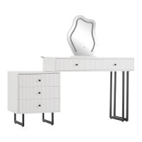 Masa de machiaj cu iluminare LED reglabila, Alb | Aosom Romania - 1