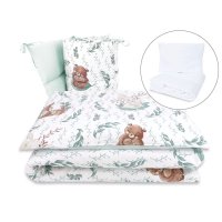 Lenjerie de patut MimiNu Lulu Natural, 5 piese, pentru patut 120x60 cm, cu pilota si perna, bumbac certificat Oeko-Tex Standard 100 - 1