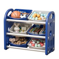 Organizator pentru jucarii Nichiduta Garden Butterfly Dark Blue, cu 3 nivele si 6 cutii depozitare, margini rotunjite, 77x66x32 cm - 2