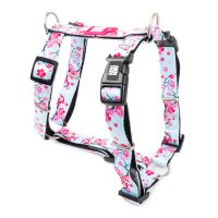 MAX & MOLLY Ham Prindere Dubla Cherry Bloom pentru Câini, Poliester Bleu și Roz, Catarama Trident, S (43-53 x 1.5cm) - 2