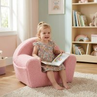 Fotoliu din burete pentru copii New Baby Teddy Pink - confortabil si practic - 2
