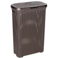 Cos de rufe Curver din Plastic cu Imitatie Ratan, Capacitate 40l, Culoare Maro - 1