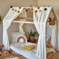 Set 2 baldachine muselina pentru pat tip casuta, Little Amy, Gold Princess, 2x315 cm pentru pat 90x200 cm - 1