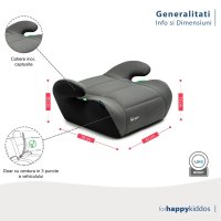 Inaltator auto Juju Jazzy Booster i-Size Negru-Gri pentru copii 125-150 cm - 2