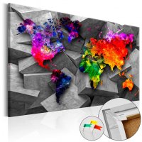 Tablou din plută - Cubic World [Cork Map] 90x60 cm - 1