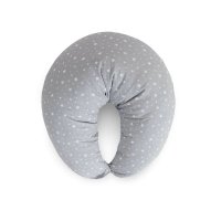 Perna multifunctionala pentru alaptat Ceba Baby, Husa detasabila din bumbac, Umplutura din puf siliconizat, Dimensiuni 150x60x37 cm, Oeko-Tex Standard 100, Basic Grey Stars - 1