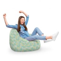 Fotoliu puf Updeco Bean Bag Para XL, cu imprimeu de frunze verzi si galbene - 1