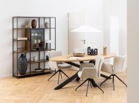 Set 2 scaune dining Laura cu brate si functie de rotire, bej si negru mat, 86 x 57 x 61,5 cm - 1