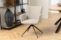 Set 2 scaune dining Laura cu brate si functie de rotire, bej si negru mat, 86 x 57 x 61,5 cm - 2