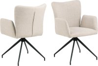 Set 2 scaune dining Laura cu brate si functie de rotire, bej si negru mat, 86 x 57 x 61,5 cm - 3