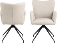 Set 2 scaune dining Laura cu brate si functie de rotire, bej si negru mat, 86 x 57 x 61,5 cm - 4