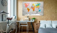 Tablou din plută - Multicolored Travels [Cork Map] 120x80 cm - 2