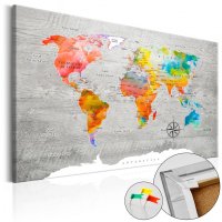 Tablou din plută - Multicolored Travels [Cork Map] 120x80 cm - 1