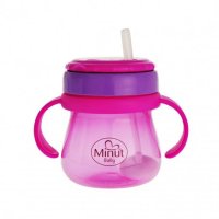 Cana Minut Baby Anticurgere cu Pai Mobil 250 ml Roz - 3