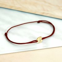 Bratara cu Diamant Natural - Model Banut - Aur 14K Galben/Roz/Alb si Snur Reglabil - 1