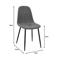 Scaun Bella catifea gri inchis picioare metal negru 43x52x88 cm - 5