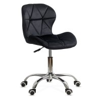 Scaun de birou OFF 334 negru din catifea, rotativ si ergonomic - 1