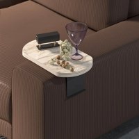 Măsuță Laterală Verla Homs, Bej Marmurat, Reglabilă, Model 25043 - 1