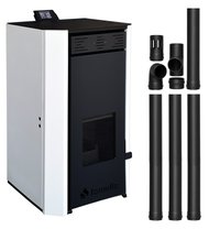 Termosemineu pe peleti Fornello EVA 25 KW cu WiFi, buncar si kit evacuare pentru 160 mp, Alb - 1