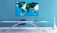 Tablou din plută - Blue World [Cork Map] 90x60 cm - 2