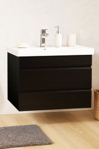 Set Baza front MDF si Lavoar seria 786, suspendata, cu sertare, montat, 70 cm, negru - 1