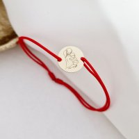 Bratara personalizata Mama si Fiu - Banut 12 mm din Aur Galben 14K - Snur Reglabil - 1