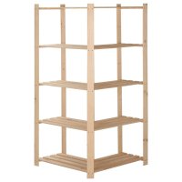 Raft de colt cu 5 niveluri din lemn masiv de pin, 82,5 x 82,5 x 170 cm - 4