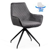 Scaun rotativ din catifea gri BUC 0223 pentru living - 1