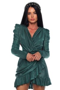 Rochie Eleganta din Lurex cu Volane - 1
