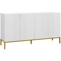 Bufet Modern HOMCOM pentru Living cu 4 Uși si Rafturi Ajustabile, Alb, 140x40x75 cm - 1