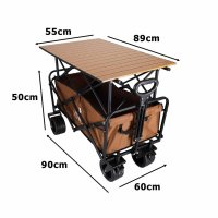 Carucior de transport universal 2 in 1 Ikonka Brown, model pliabil, cu maner reglabil, sasiu din otel rezistent, buzunare exterioare si Masuta de campare inclusa - 6