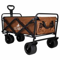 Carucior de transport universal 2 in 1 Ikonka Brown, model pliabil, cu maner reglabil, sasiu din otel rezistent, buzunare exterioare si Masuta de campare inclusa - 7