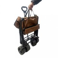 Carucior de transport universal 2 in 1 Ikonka Brown, model pliabil, cu maner reglabil, sasiu din otel rezistent, buzunare exterioare si Masuta de campare inclusa - 8