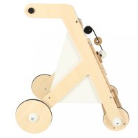 Antepremergator pentru copii, Ikonka, din Lemn, cu elemente interactive, sortator de forme, abac, labirint cu bile, placi numerice, oglinda si blocuri rotative, dimensiune 32 x 49 x 34 cm - 3