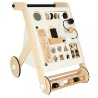 Antepremergator pentru copii, Ikonka, din Lemn, cu elemente interactive, sortator de forme, abac, labirint cu bile, placi numerice, oglinda si blocuri rotative, dimensiune 32 x 49 x 34 cm - 10