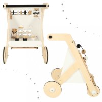 Antepremergator pentru copii, Ikonka, din Lemn, cu elemente interactive, sortator de forme, abac, labirint cu bile, placi numerice, oglinda si blocuri rotative, dimensiune 32 x 49 x 34 cm - 7