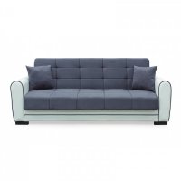 Canapea extensibila VIOLA, 3 locuri, alb + gri, cu arcuri si lada de depozitare, dimensiuni 228x85x85 cm - 1