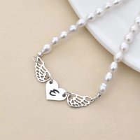 Chic Bijoux - Colier cu Inima Gravata cu Aripi si Perle Rice din Argint 925 - 1