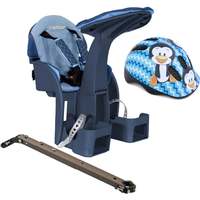 Scaun bicicleta copii SafeFront Deluxe pozitie montare centru 15 kg si casca protectie XS 44-48 Penguin WeeRide denim - 6