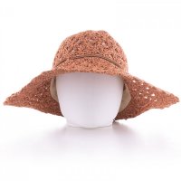 Palarie de paie impletita cu design caramiziu - 1