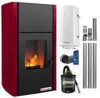 Pachet complet de incalzire Fornello Fiama Confort 25 kW, Bordeaux, cu control de la distanta - 1