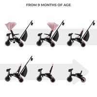 Tricicleta pentru copii Kinderkraft Jazz 2 Pink, pliabila, scaun rotativ, spatar reglabil, maner ajustabil - 1