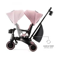Tricicleta pentru copii Kinderkraft Jazz 2 Pink, pliabila, scaun rotativ, spatar reglabil, maner ajustabil - 2