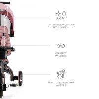 Tricicleta pentru copii Kinderkraft Jazz 2 Pink, pliabila, scaun rotativ, spatar reglabil, maner ajustabil - 4